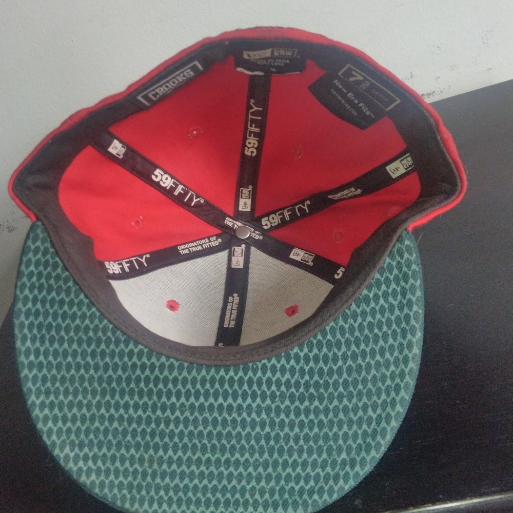 New Era Crooks And Castle Fitted Hat with Green Brim and Black Serpent C 7 3/8 - Picture 8 of 8